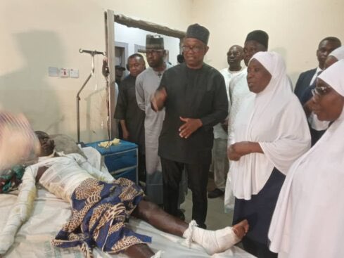 HE Peter Obi visited the Murtala Muhammad Specialist Hospital, where some victims of the Kano Mosque attack are receiving treatment.