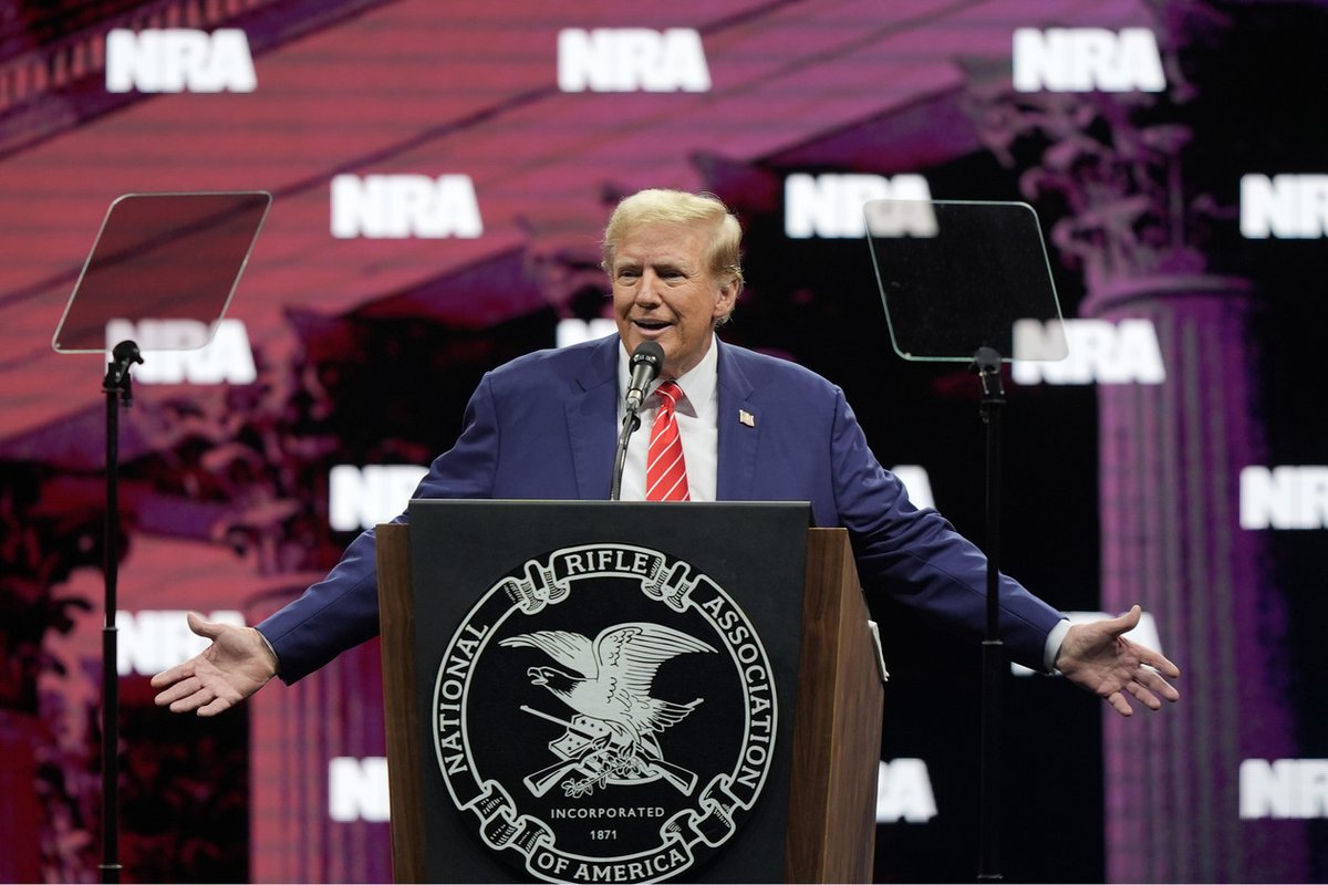 🚩 Trump is now floating the idea of a three term Presidency. His remarks from the NRA rally last night: Trump: 'You know, FDR 16 years – almost 16 years – he was four terms. I don’t know, are we going to be considered three-term? Or two-term?' Crowd: 'Three!' Trump has