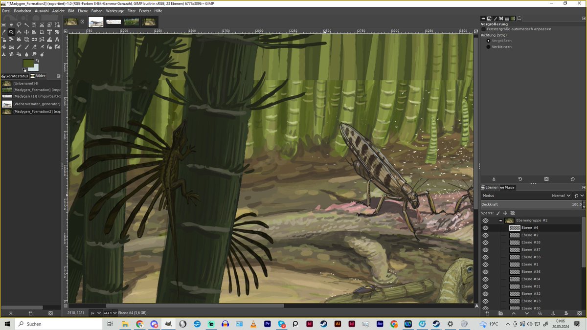 Having to enlarge the canvas to fit the animals in a pleasing way. Covering up the rim is pain! #Paleostream! twitch.tv/paleostream