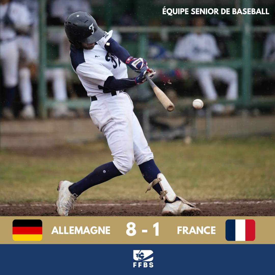 Résultat du 2ème match de la série Allemagne 🇩🇪 - France 🇫🇷 : 8 - 1 📸 Crédit photo : Glenn Gervot #France #baseball #Allemagne #score