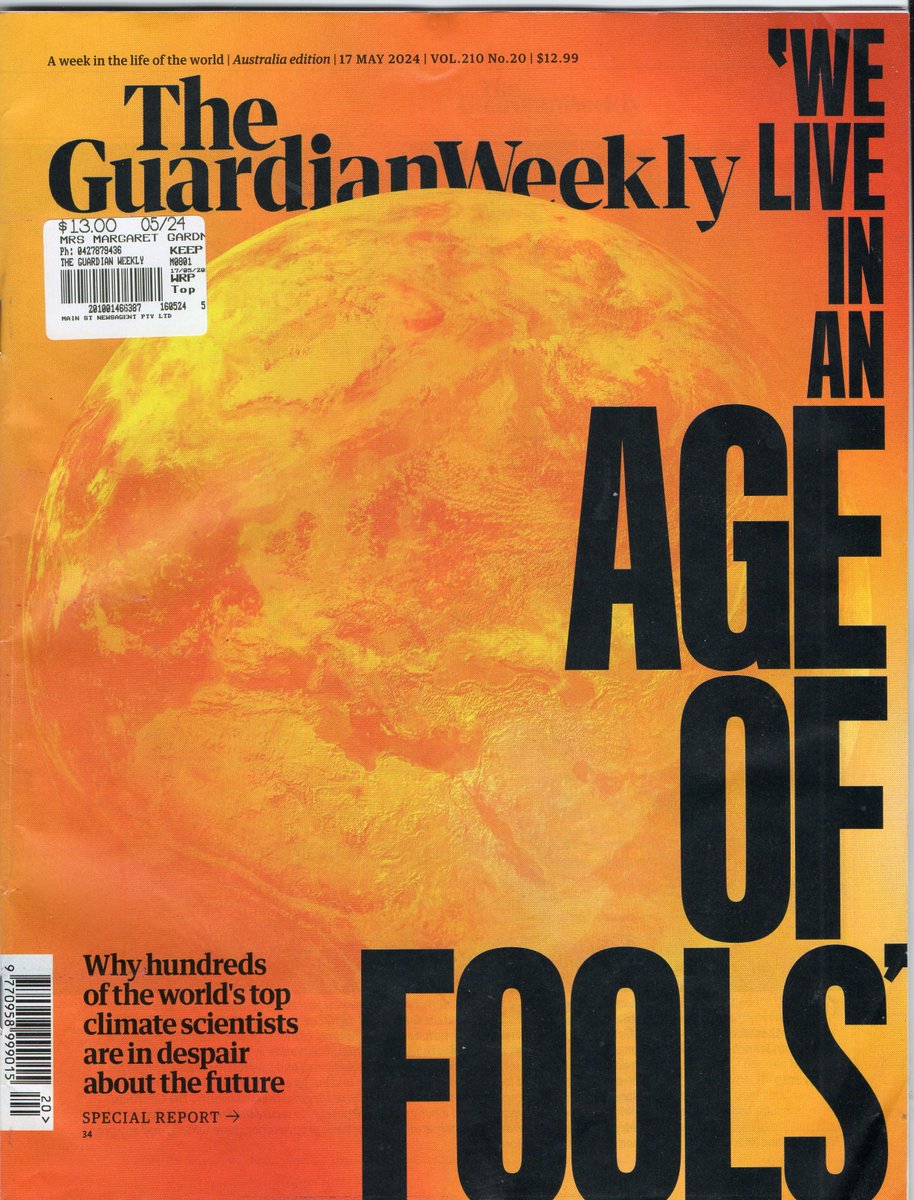 Thanks @guardian weekly for keeping the up the fight on the  #ClimateEmergency and for #ClimateScience