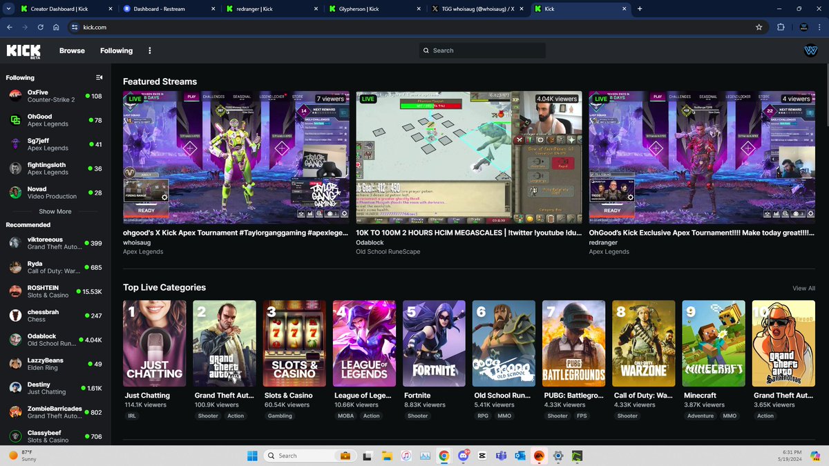 FRONT PAGE OVER at @KickStreaming @KickCommunity 

@taylorganggames 
#Taylorganggaming  #apexlegends 

Took the DUB home with @RedRangerTDPR @heyglyphh !!! 
113 Points!?!