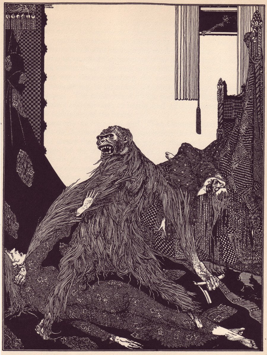 'The Murders in the Rue Morgue' illustrated by Harry Clarke, 1923 #harryclarke #illustration #edgarallanpoe