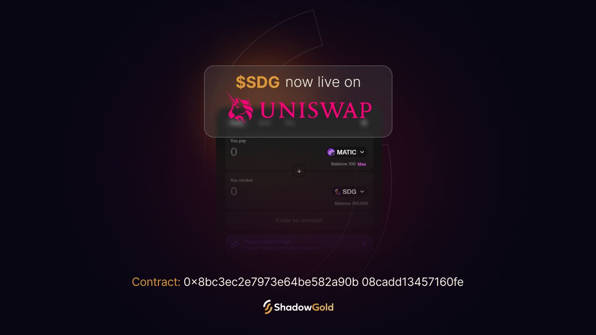 TRADING IS LIVE. The gold is flowing already! Holders are receiving cold hard 1:1 gold for doing nothing but looking pretty. Why not join the PASSIVE GOLD revolution? shadowfi.com | t.me/shadowfioffici… | app.shadowfi.com | @0xPolygon | @Polygon_Space1