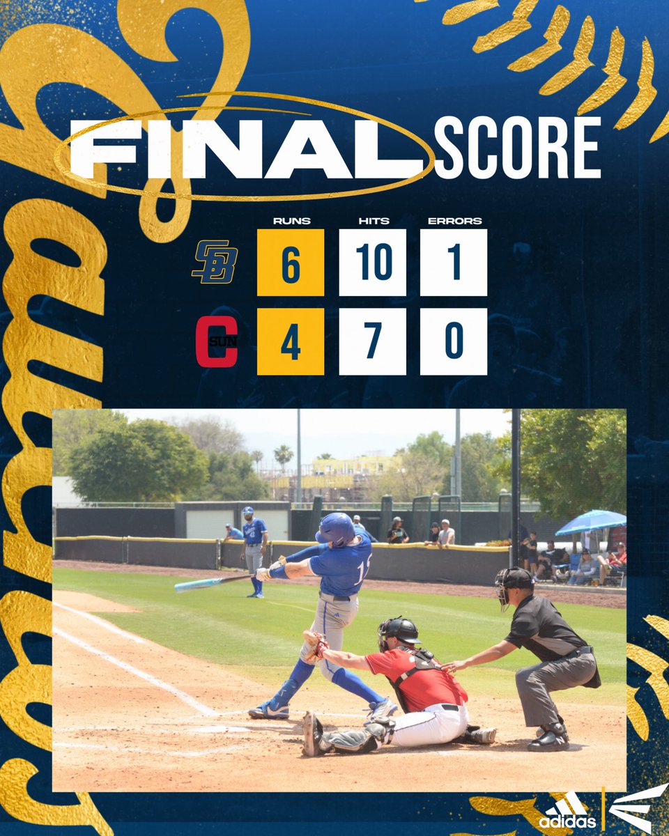 THIS TEAM‼️ The Gauchos come rallying back in Game 3 after working around a grand slam in the third coming from Parker’s solo HR in the fourth, Brown’s RBI single in the fifth, and a pair of RBI singles by Trimble and Darby in the eighth to sweep the Matadors! #GoChos