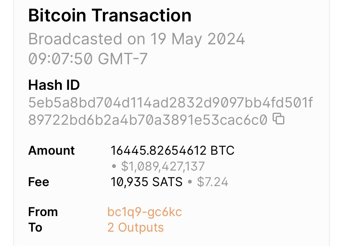 $1.1b Bitcoin 16445 $BTC moved off @binance Either a new buyer or a move to  cold storage. Watching. bc1q9uvsx2l3z3634edgyesjsg3yalkd4xeg3gc6kc  https://t.co/fIdBXMR3vr
