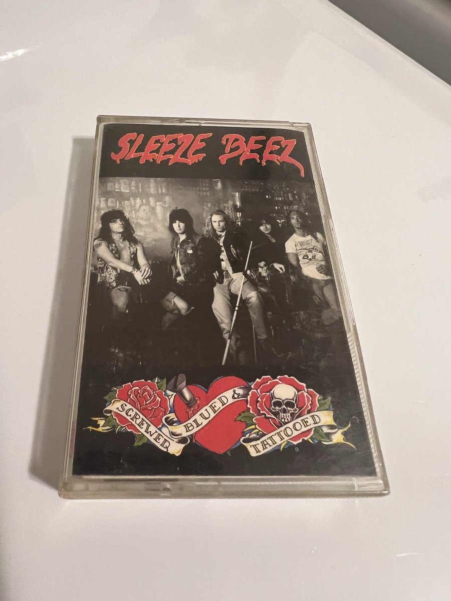 Yet another one of my old cassettes from back in the day.  Here is my copy of Screwed, Blued and Tatooed by Sleeze Beez. Got it on cassette from the mall because I’m an old fuck. #OldCassettes #MetalTwitter #ShittyWayToListenToMusic