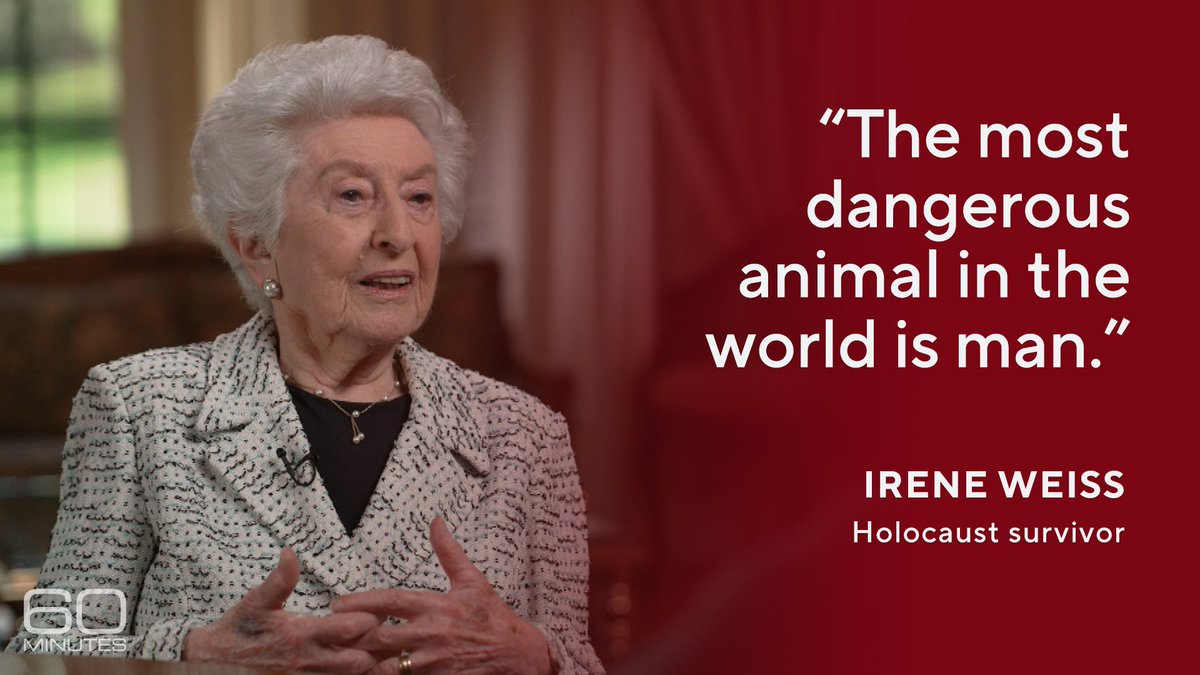 “Animals will hurt you if they're hungry or it's their nature. But man can turn into an animal in no time. All he needs is permission,” says Holocaust survivor Irene Weiss. She warns that this is happening and it's never stopped. cbsn.ws/44MGo8q