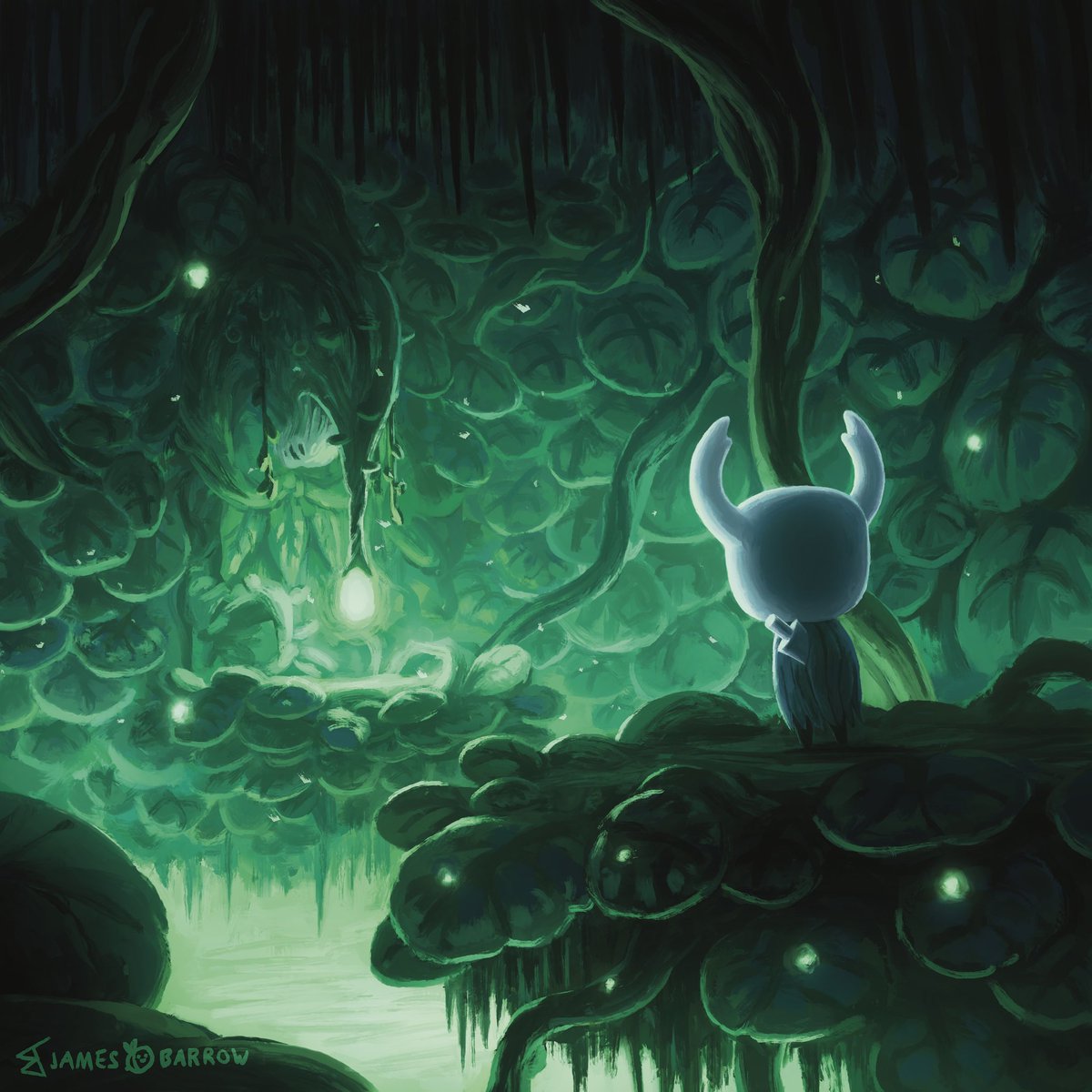 #HKAM24 Day 16: Isma’s Grove - From the lush foliage to the bubbling acid, I loved the vibe of this place.

#hollowknight #hollowknightart