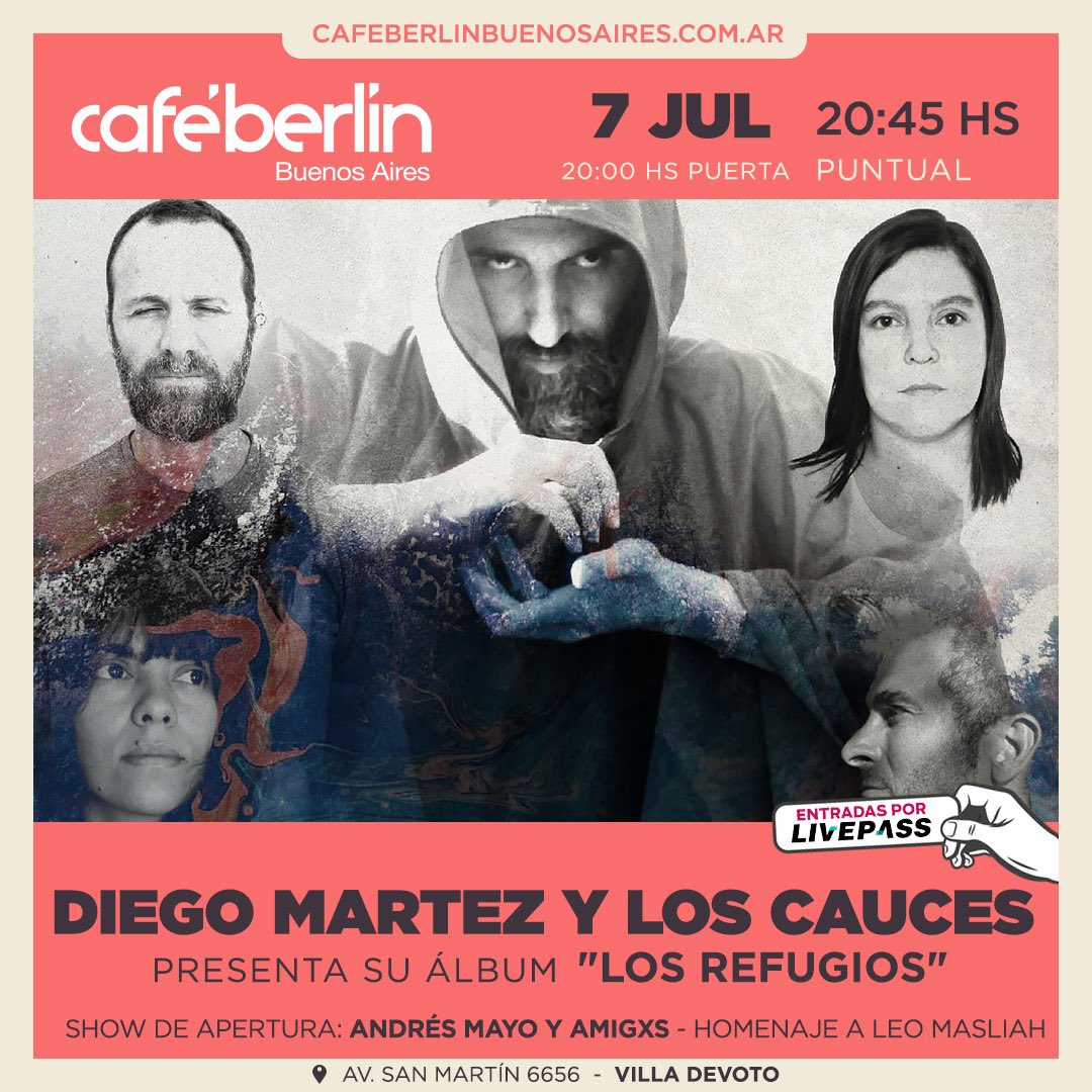 Llegó el día de contarles que junto a #LosCauces haremos la presentación oficial del “Los Refugios” en <a href="/cafeberlinbsas/">Café Berlín Buenos Aires</a> (CABA). Entradas anticipadas en: bit.ly/DiegoMartezyLo…
Les quiero 🖤