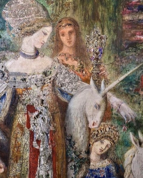 'The Unicorns' (detail) by Gustave Moreau, (1826 - 1898) #painting #Unicorn #GustaveMoreau