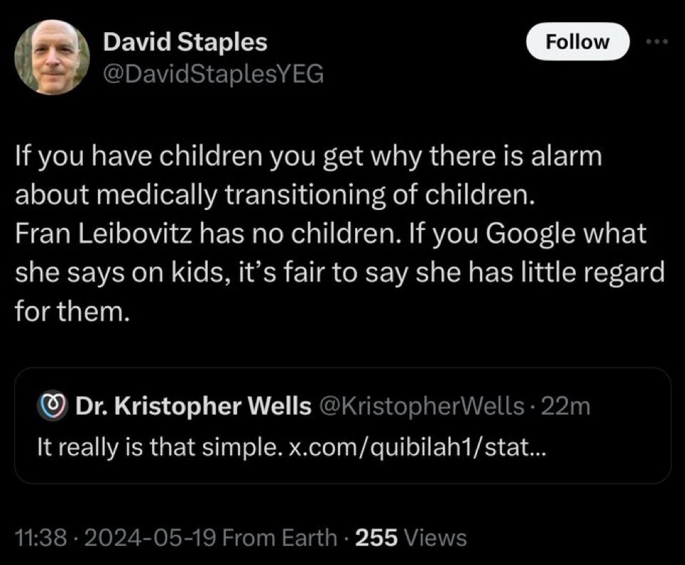 Does David Staples realize our Premier also has no children?