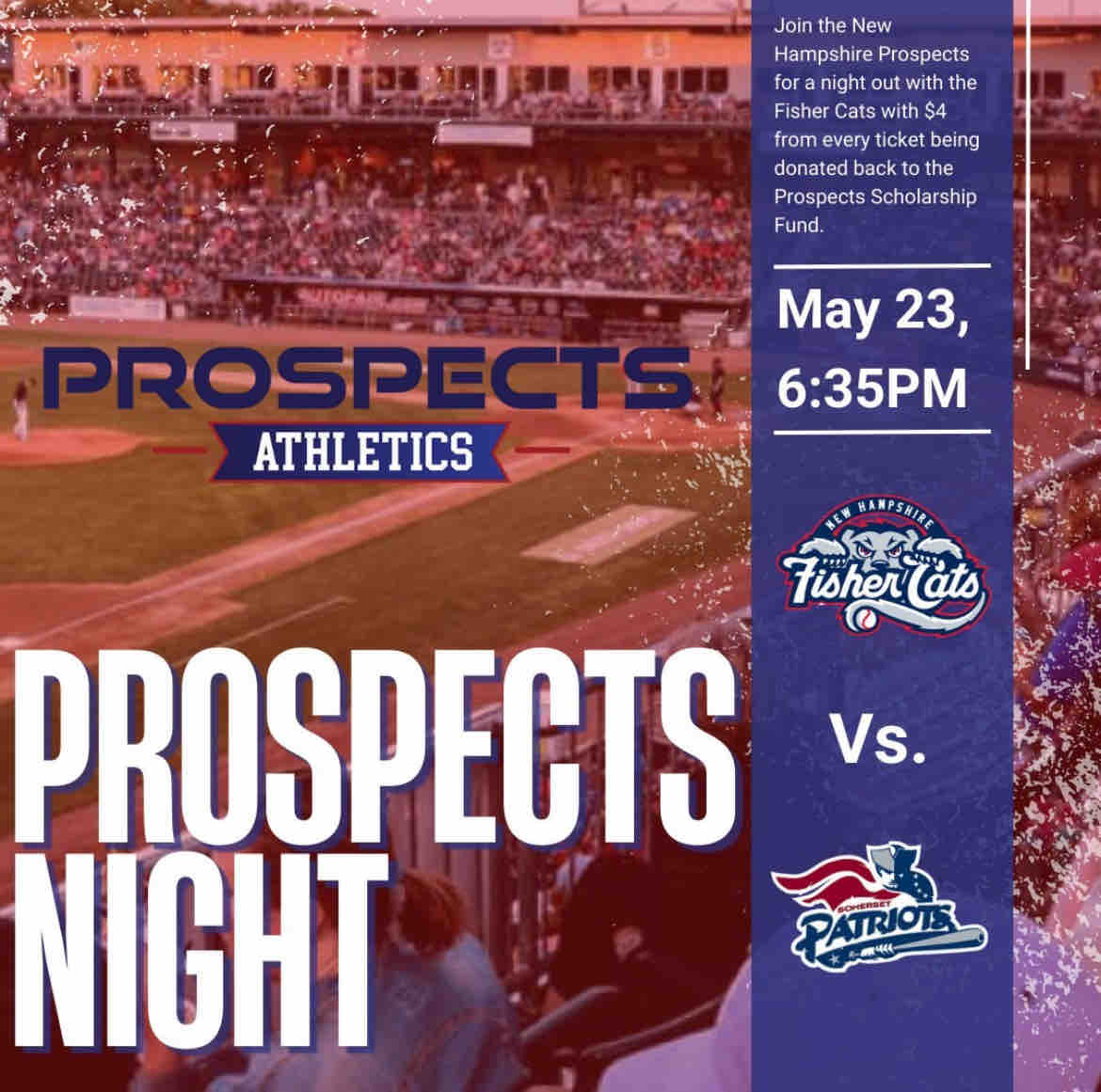 Prospects Athletics Night at the NH Fisher Cats Game is this Thursday, May 23rd! Get tickets using the link below👇 

fevo-enterprise.com/group/Newhamps…