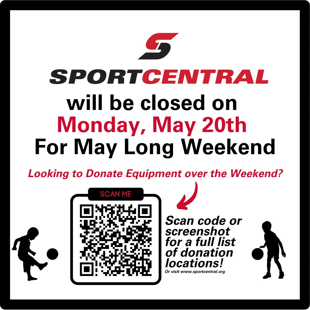 🛑LONG WEEKEND CLOSURE🛑 Sport Central Staff is taking time off for the long weekend & you should too! Looking to clean out your Garage or basement this weekend? Donate your Equipment to one of our Donation Locations! 👉 sportcentral.org/equipment-drop… #MayLongWeekend #YEG