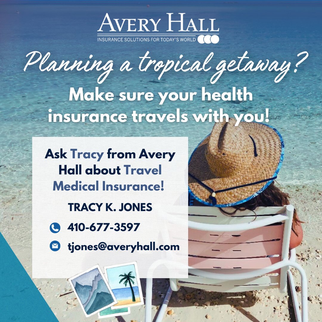 Going on a trip for spring break? Make sure your health insurance travels with you! 🧳❤️ Talk to Tracy Jones from Avery Hall about your travel medical insurance options at 410-677-3597. #travelmedicalinsurance #freeinsuranceadvice #springbreak