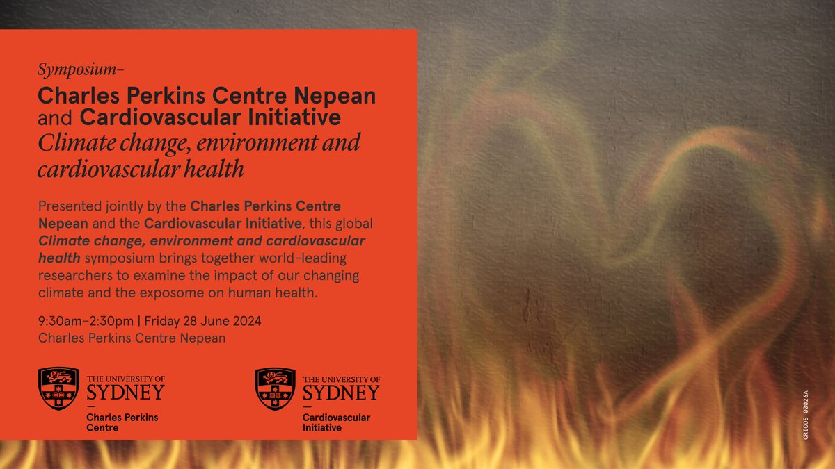 The Climate change and cardiovascular health symposium presented by @CPC_usyd and @USYD_CVI brings together world-leading researchers to present the newest findings about environmental exposures on human health. Register here: ow.ly/rNUI50RoJ9u