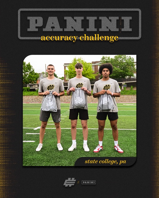 Panini Accuracy Challenge winners from today’s State College #Elite11 regional: 🥇’25 - Tillman Martin - 24 pts. 🥇Underclassman - Jonas Williams ('26) & Keegan Croucher ('27) - 23 pts.