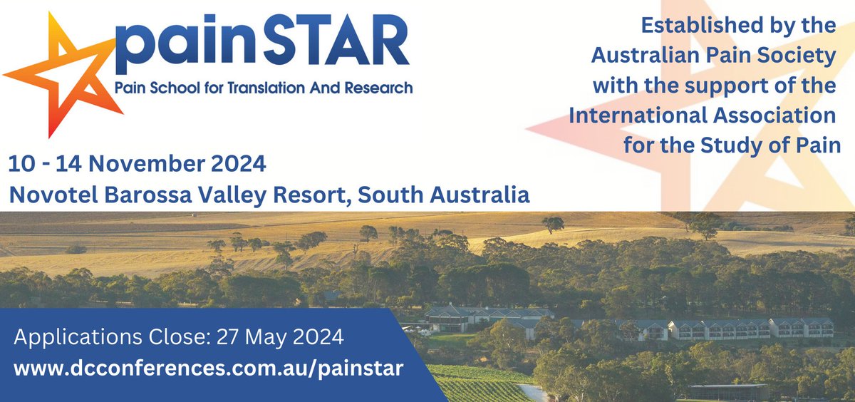 #painSTAR Program now available! Excited to announce @JeffreyMogil will be joining us this year in the Barossa Valley from 10-14Nov - now all we need is you. Applications close 27 May. dcconferences.com.au/painstar/ #AusPainSoc