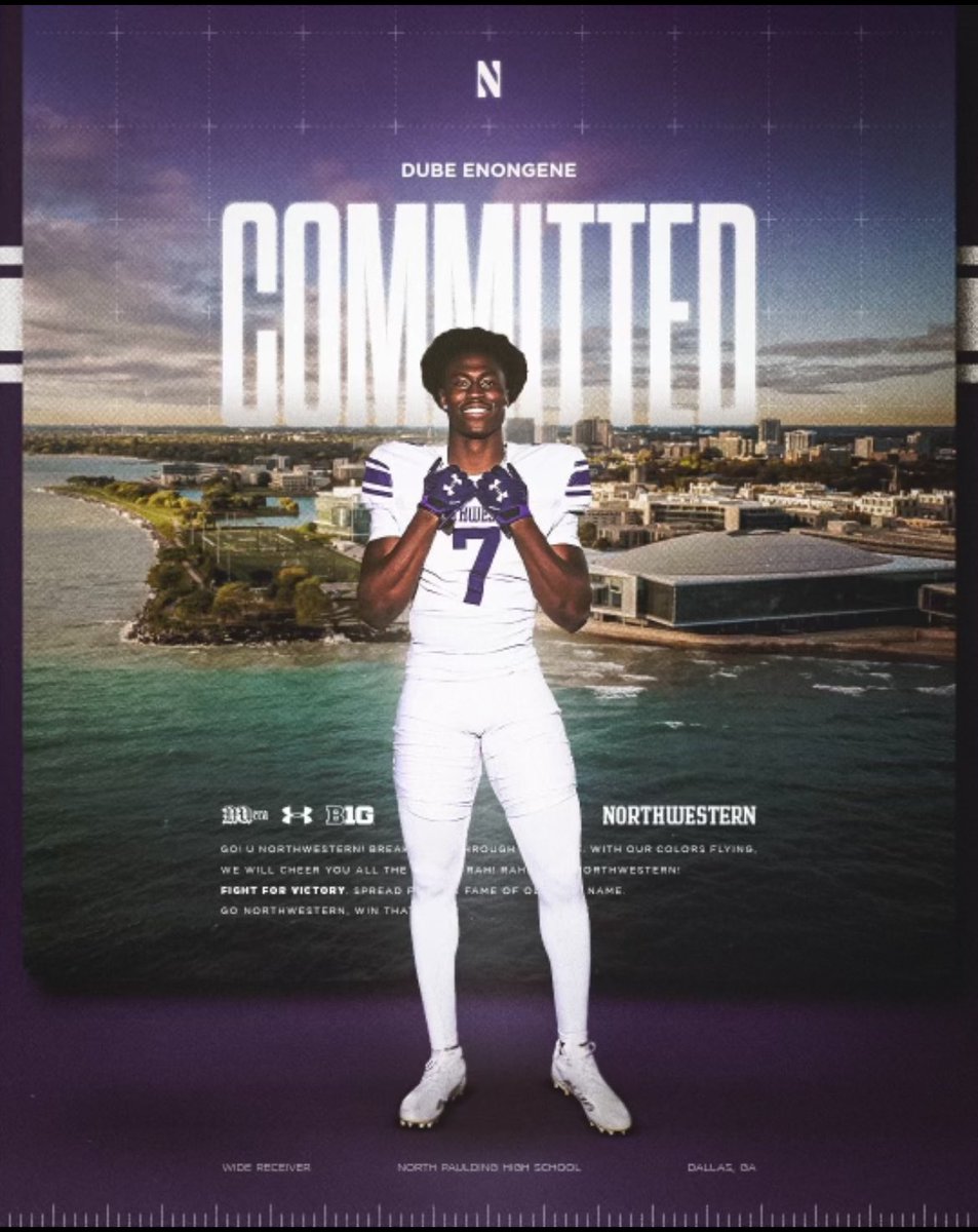 Dube Enongene (@dubeenongene) on Twitter photo All glory to Godโฆ Committed !! ๐๐ฝ
<a href="/DavidBraunFB/">David Braun</a> <a href="/ArmonBinns/">A.B.</a>
<a href="/NUFBFamily/">Northwestern Football</a> <a href="/NPHSRecruiting/">North Paulding Football Recruiting</a> <a href="/ChadSimmons_/">ChadSimmons</a> <a href="/AnnaH247/">Anna Adams</a> <a href="/TomLoy247/">Tom Loy</a> #GoCats #B1GCats All glory to Godโฆ Committed !! ๐๐ฝ
<a href="/DavidBraunFB/">David Braun</a> <a href="/ArmonBinns/">A.B.</a>
<a href="/NUFBFamily/">Northwestern Football</a> <a href="/NPHSRecruiting/">North Paulding Football Recruiting</a> <a href="/ChadSimmons_/">ChadSimmons</a> <a href="/AnnaH247/">Anna Adams</a> <a href="/TomLoy247/">Tom Loy</a> #GoCats #B1GCats