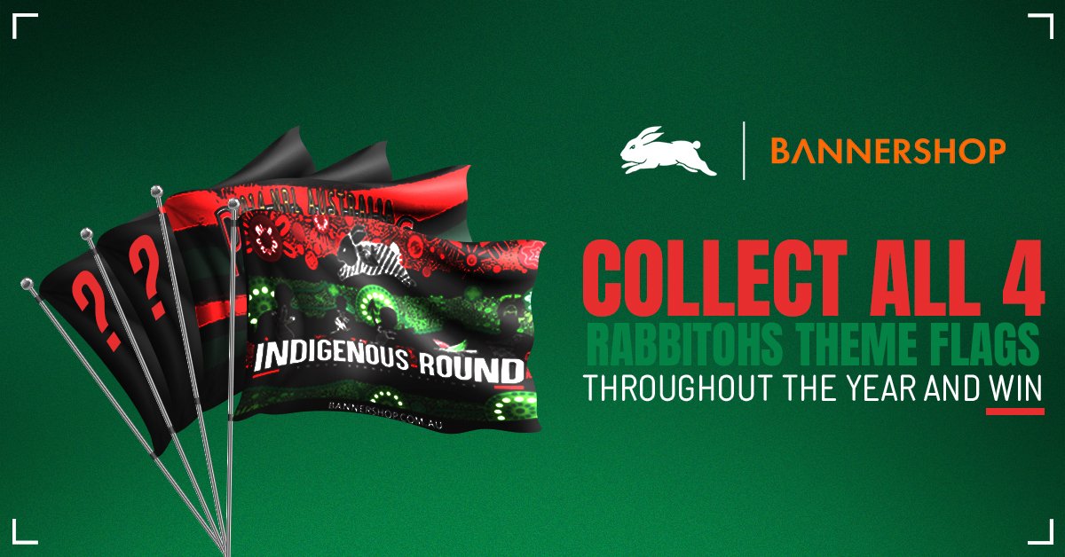 Keep your eyes out at Accor Stadium this season to collect all four of our limited edition Rabbitohs fan flags thanks to Bannershop, with your chance to WIN! Learn more 👉 bit.ly/3UQXxJw