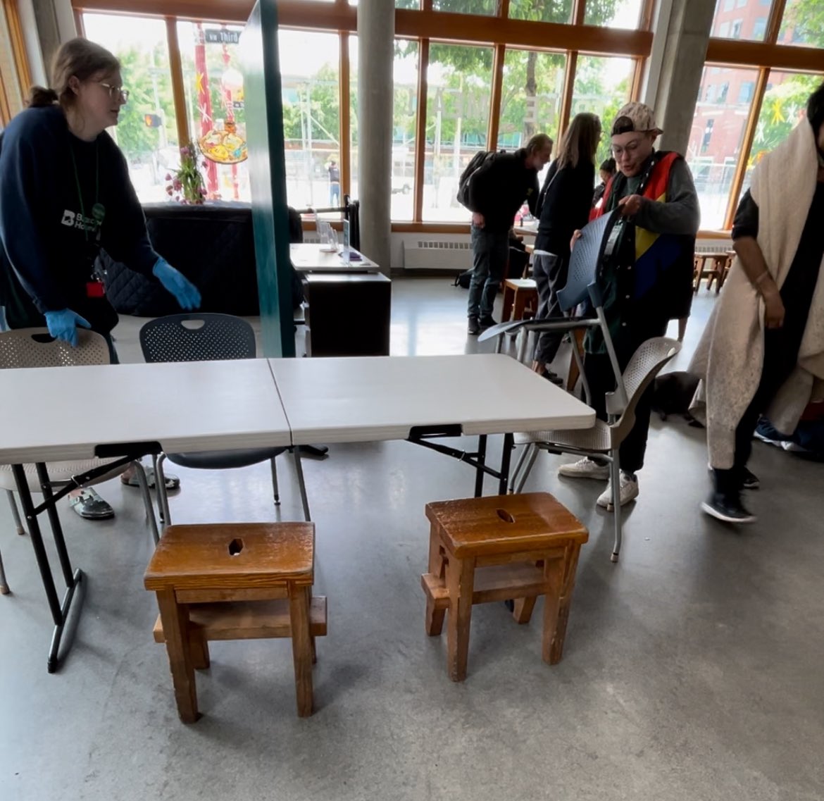 Our team quickly set up a folding table and chairs for a family of six to be able to enjoy lunch together today. The smiles of children bring a lot of joy to the cafe. We try to make a meal in our cafe as pleasant as possible for kids and send them off with extra snacks and