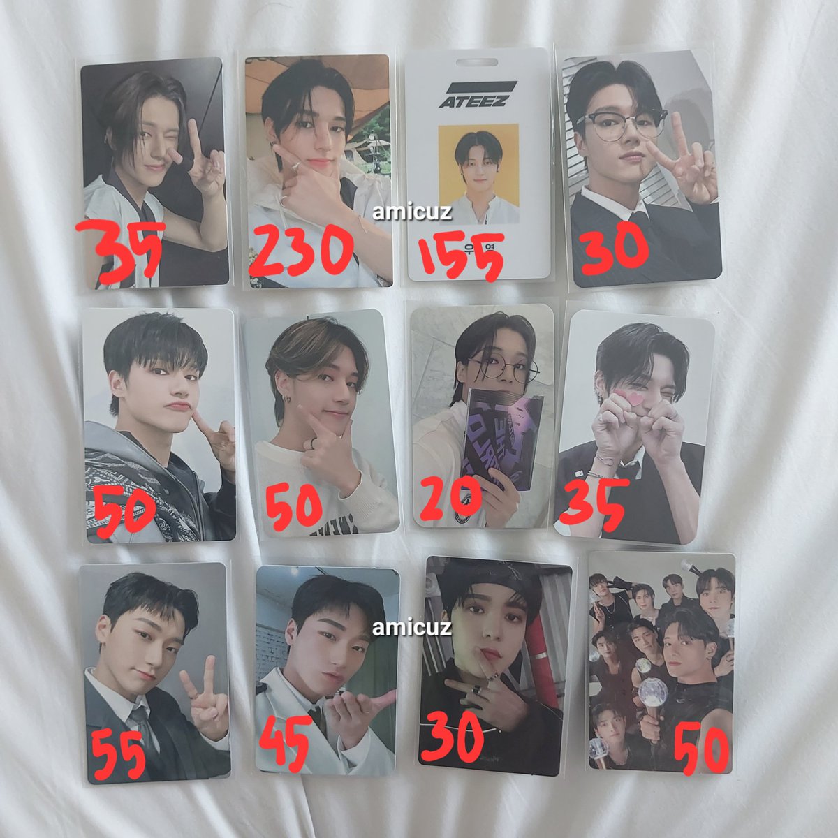 help rt | wts

ateez wooyoung yunho san group
• price on pic
• dom surabaya (kirim dr jkt kalau co sebelum tgl 22)
• 🍊 gratong
• disc 10% co via video
• exc admin fee 3.5%

album sg21 selca idc nacific r3 aniteez tc jp lightstick pc photocard