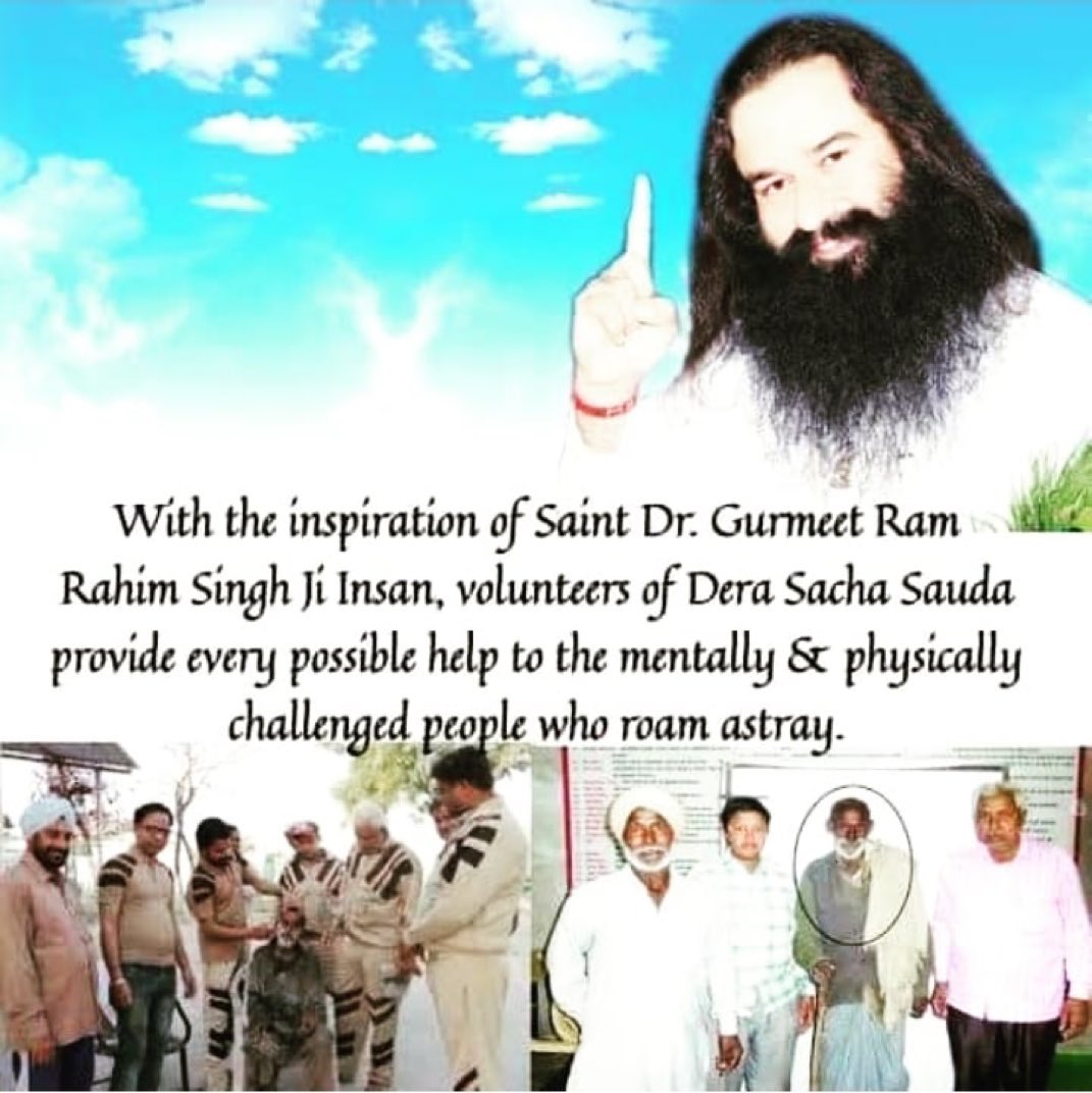 With the inspiration of Saint Ram Rahim Ji, the servants of Dera Sacha Sauda help the needy people begging in public places by getting them treated, then reunite them with their families. Hundreds of such people have been helped so far. #SpiritOfHumanity