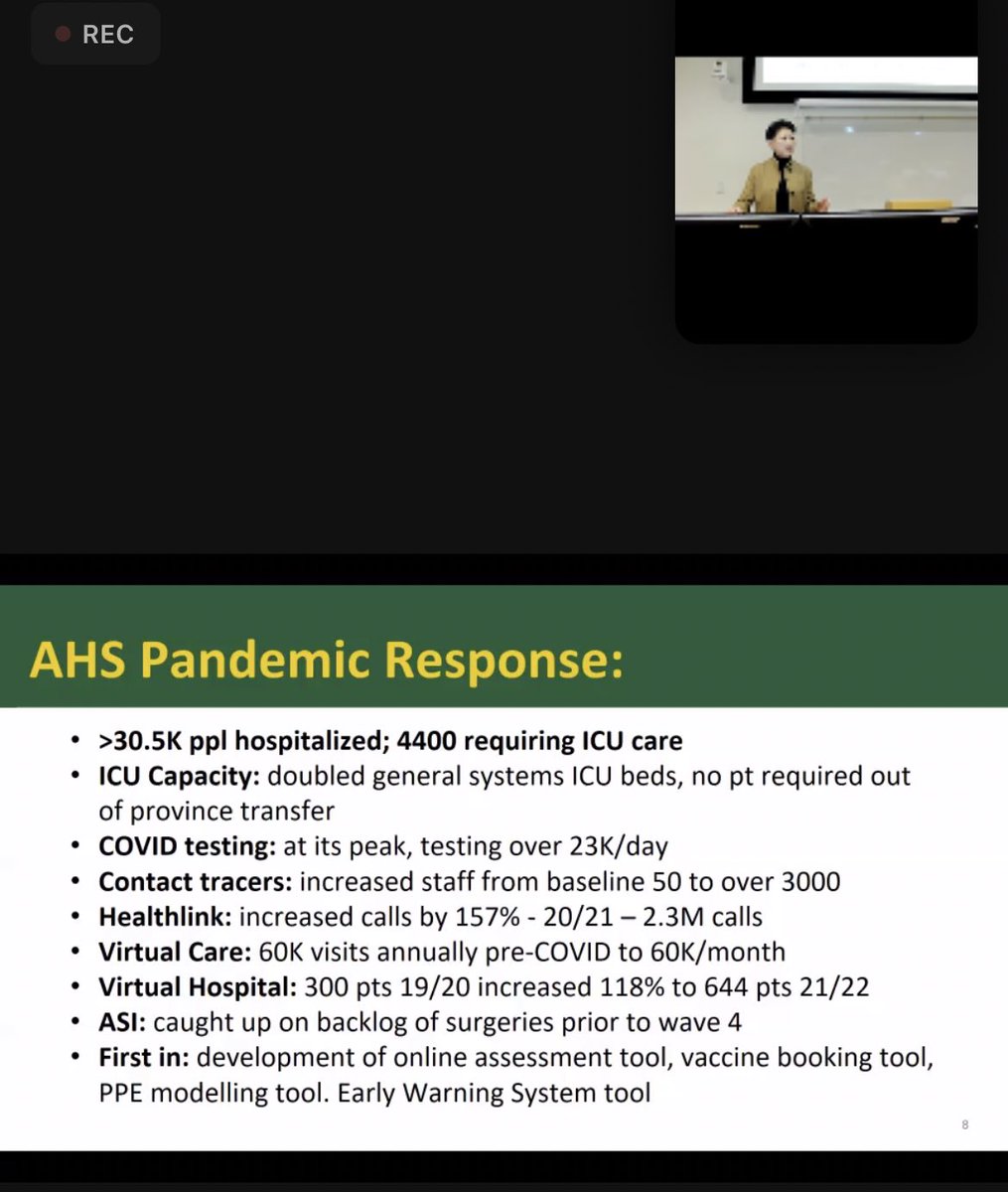 I remember being in absolute awe of Dr. Yiu recounting the massive effort of AHS during the pandemic response for Grand Rounds in November 2022. People try to rewrite history but I absolutely commend her and AHS for their heroic efforts. She is gone and AHS gutted for what??