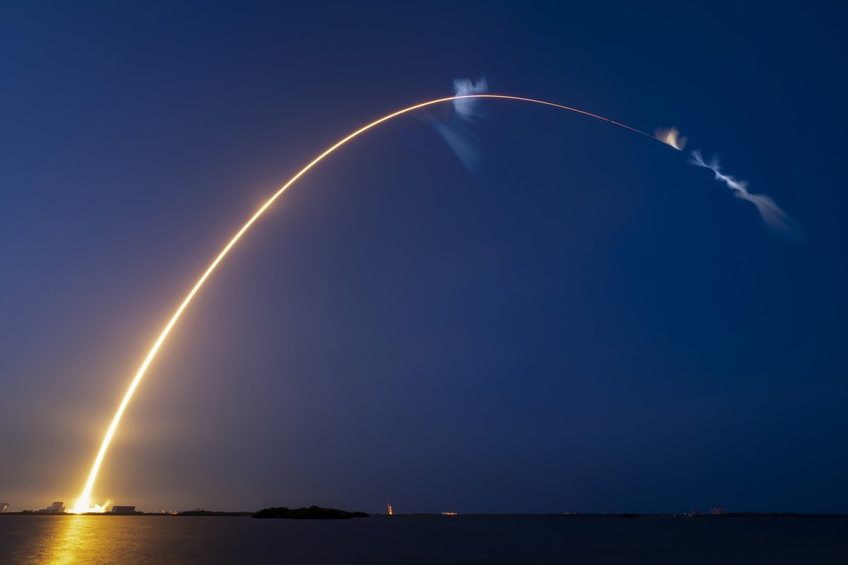 SpaceX's tweet image. Falcon 9 completes the first 21st launch and landing of a booster and delivers 23 @Starlink satellites to low-Earth orbit from Florida