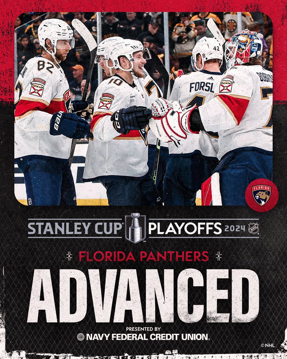 NHL (@nhl) on Twitter photo THE CATS CONTINUE TO CLIMB FORWARD 😼
The <a href="/FlaPanthers/">Florida Panthers</a> are heading to the Eastern Conference Final for the second year in a row! #StanleyCup
Presented by <a href="/NavyFederal/">Navy Federal Credit Union</a> THE CATS CONTINUE TO CLIMB FORWARD 😼
The <a href="/FlaPanthers/">Florida Panthers</a> are heading to the Eastern Conference Final for the second year in a row! #StanleyCup
Presented by <a href="/NavyFederal/">Navy Federal Credit Union</a>