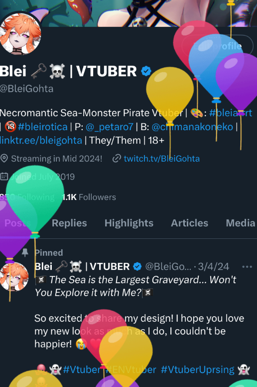 Very late to share but

it's birthdayyy! the Captain is now [REDACTED] years old! ❤️❤️❤️❤️❤️

☠️#vtuber #envtuber #vtuberuprising ☠️