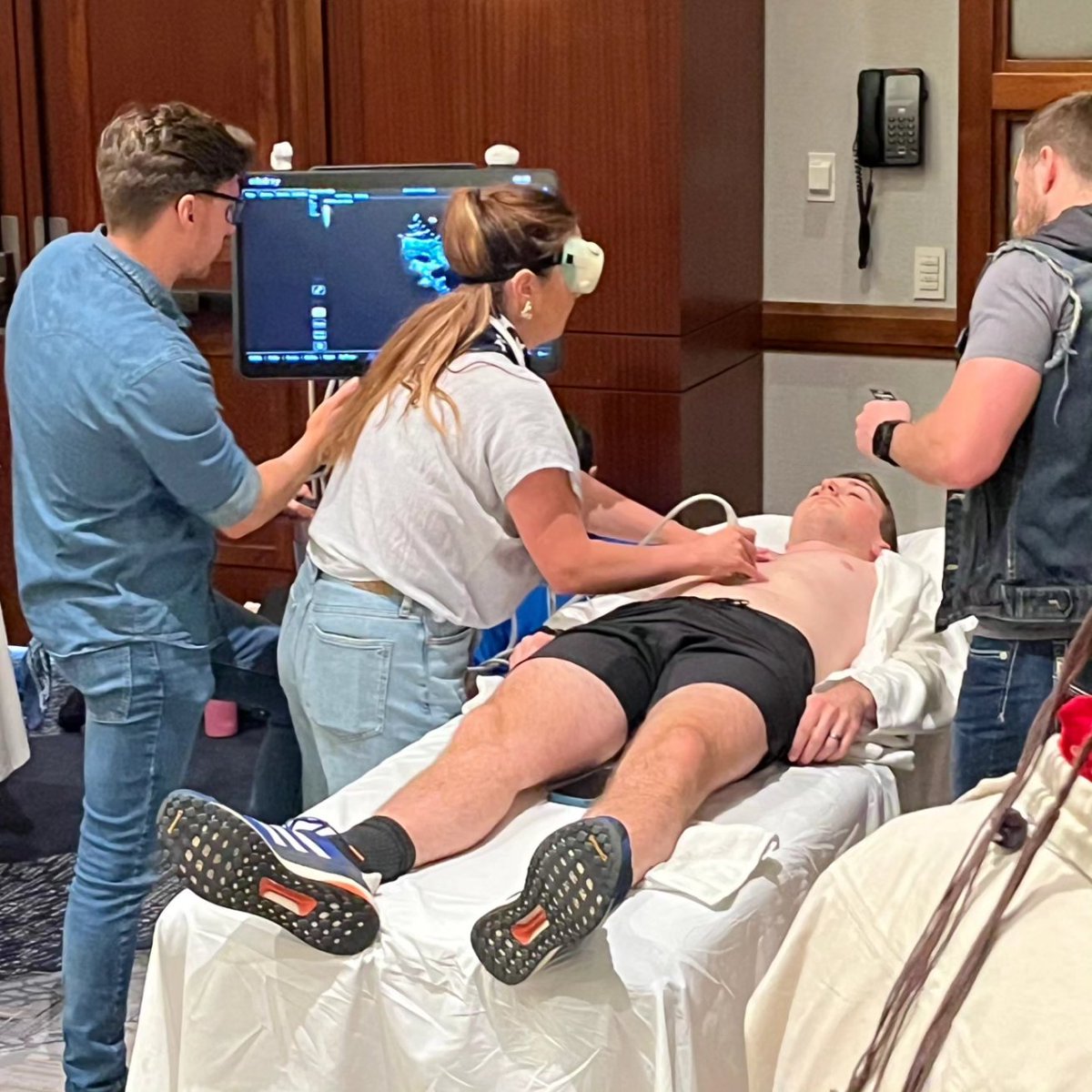 NebraskaEM's tweet photo. The ultrasound team embracing #denimstyle and doing great at #saem2024 #sonogames !! π¨βπΎππ½π https://t.co/UvZKUfLHmx
