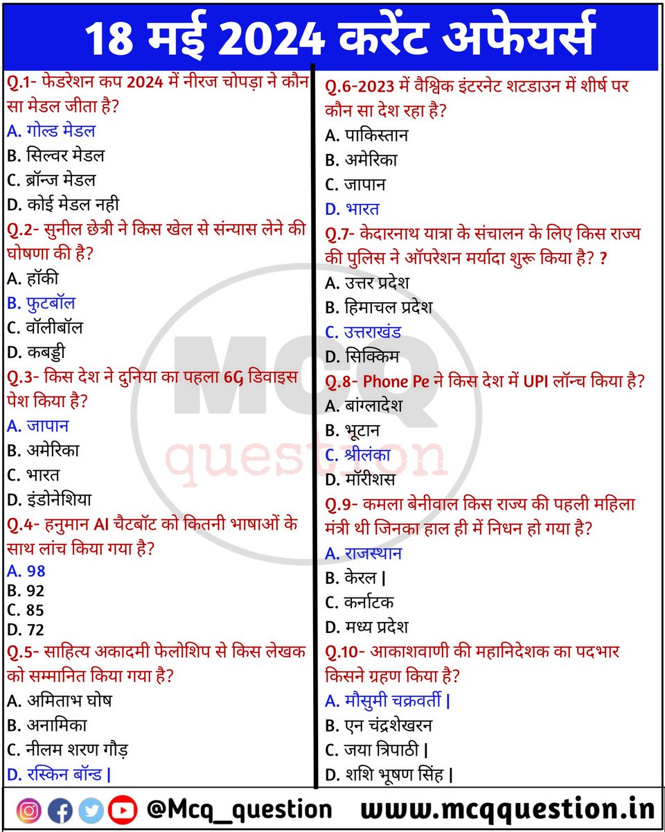 mcqquestion's tweet image. #CurrentUpdates
