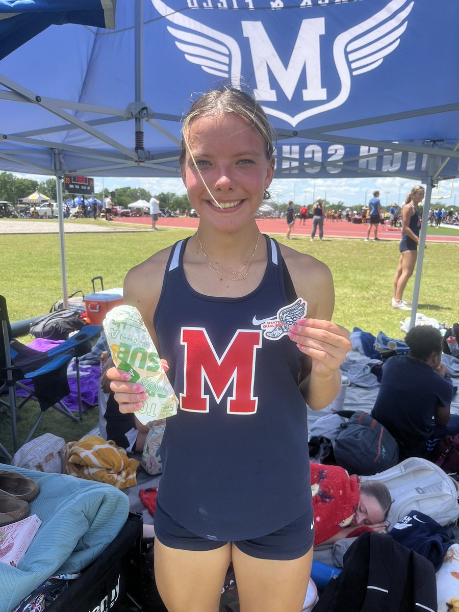 🚨🚨NEW SCHOOL RECORD🚨🚨 Junior Hanna Pellant broke her own school record in the 100m with a time of 11.68. She set her previous record of 11.72 just two weeks ago. Congrats, Hanna!! #mhstf24 🎉