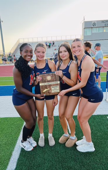 🚨🚨NEW SCHOOL RECORD🚨🚨 Aylani Barron, Sarah Oberreuter, Harli Omli, and Hanna Pellant set a new school record in the 4x100 relay today with a time of 47.97. This bests their prior record of 48.05 set earlier this season. Congrats, ladies!! #mhstf24 🎉