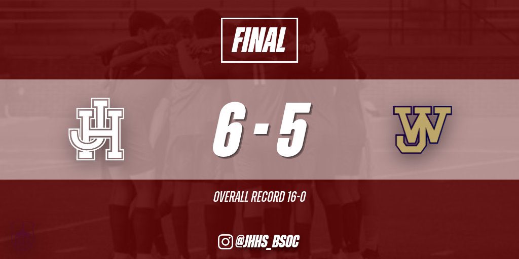 JHHS_BSoccer's tweet photo. Judges finished off JW 6-5 to close out a perfect 16-0 reg season.  The Judges will be #1 in 4 Region playoffs. 
R. Diaz led the way 3g, J. Fowler, F. Gomez, A. Grimaldo all had 1g. D. Fitzsimmons, J. Fitzsimmons, J. Justice, I. Carter, J. Chavez all had 1a.
@WinStarSports1 https://t.co/aF2Ozn7z7o