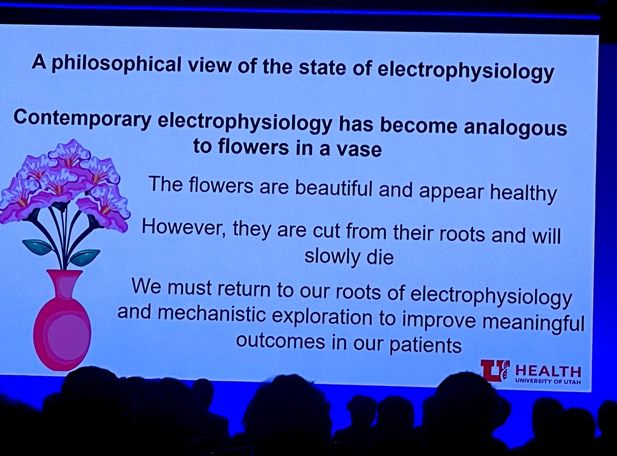 For me the most poignant slide from @TJaredBunch on Day 2 at #HRS2024 @HRSonline. EP is in its Industrial Revolution era. But we must never forget our roots in electrograms and the cognitive approach to what we do. Otherwise anyone can do our job. 🌸🌸🌸