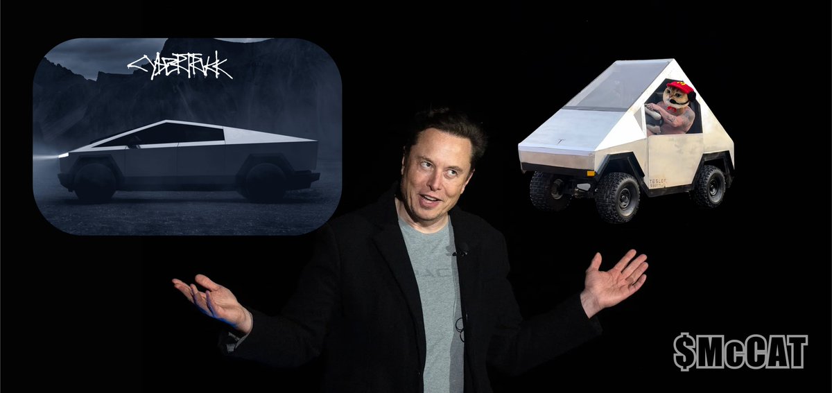 CyberTruck or CyberMcTruck? @Tesla x $McCAT collab? @elonmusk A #cybertruck variant for Mars A digital currency fren for $DOGE 🍔🍟🚚🚀✨ Buy $McCAT on #solana #multiplanetary