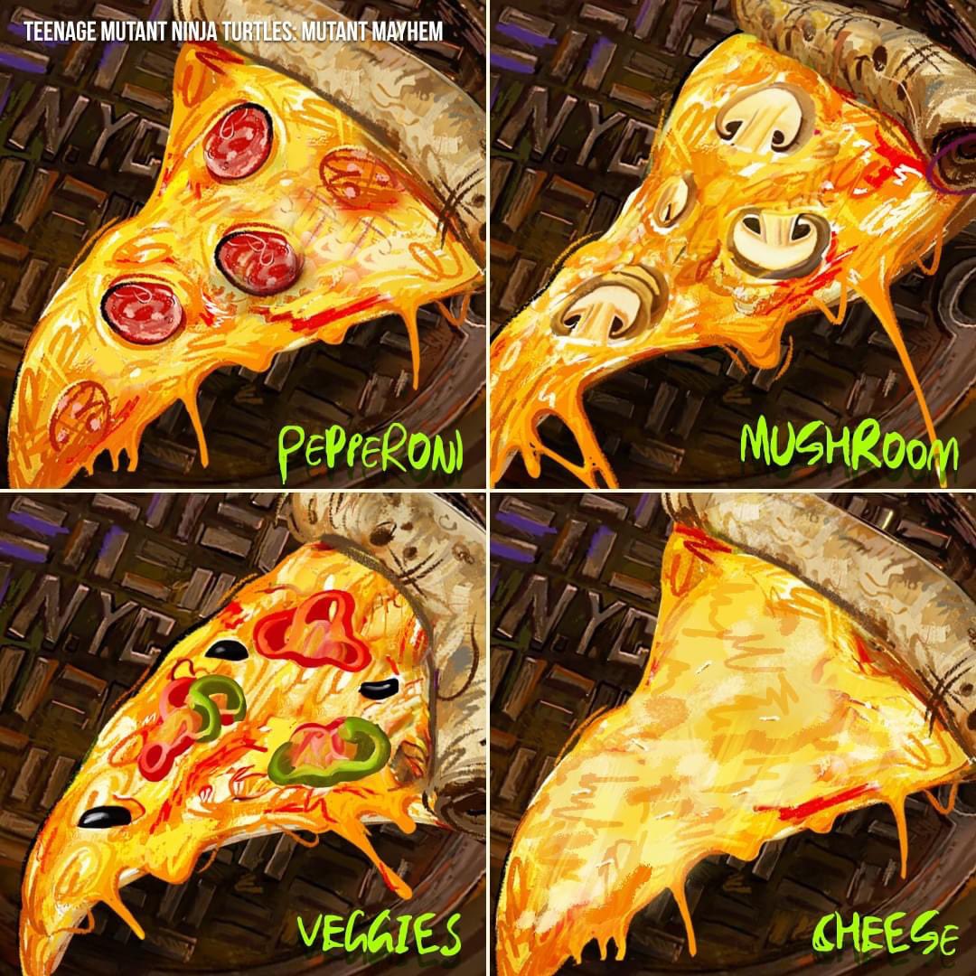 Cowabunga, it's #PizzaPartyDay! 🍕 What's your go-to pizza topping?  #TMNTMovie #MutantMayhem, image size:1080x1080