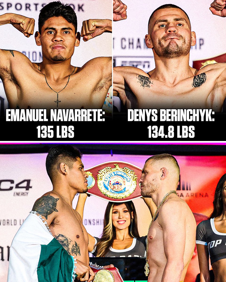 A banger in SoCal for the vacant WBO lightweight title 🏆

#NavarreteBerinchyk l Saturday l 10:30 ET l ESPN 📺