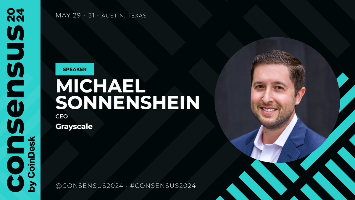 Grayscale CEO @Sonnenshein will be at #Consensus2024 to discuss the insights from his years working in both TradFi and digital assets. Learn more: consensus2024.coindesk.com/agenda/event/-…