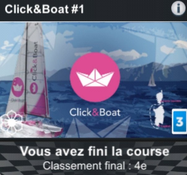 Encore une 🍫 sur cette <a href="/ClickandBoat/">Click&Boat</a> leg 1 sur <a href="/VirtualRegatta/">Virtual Regatta</a> 
Une seule erreur ce matin sur un WP mal ajusté et je perds le podium pour 2 sec 😢
Un énorme merci à <a href="/TeamBFC_VRO/">Team Bourgogne-Franche-Comté</a> pour tous les conseils 😘, fière de vous apporter mes 1ers points qui nous mettent 4e au HoF 🤩