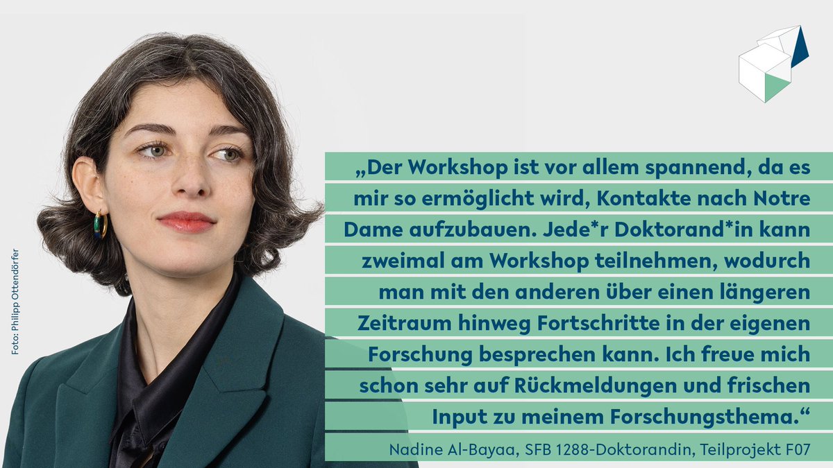 Im Rahmen des 'Transatlantic Workshop' @unibielefeld präsentieren sich Promovierende aus #NotreDame & #Bielefeld gegenseitig #ResearchPaper und tauschen sich über ihre #Forschung aus. ⬇️#SFB1288-Doktorandin #NadineAlBayaa erklärt, warum der #Workshop für sie interessant ist: