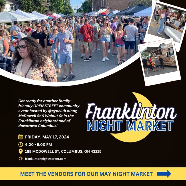 Come visit us tonight at the Franklinton Night Market from 6-9 pm… we’re fun and we have some good things to eat! #FridayFaves