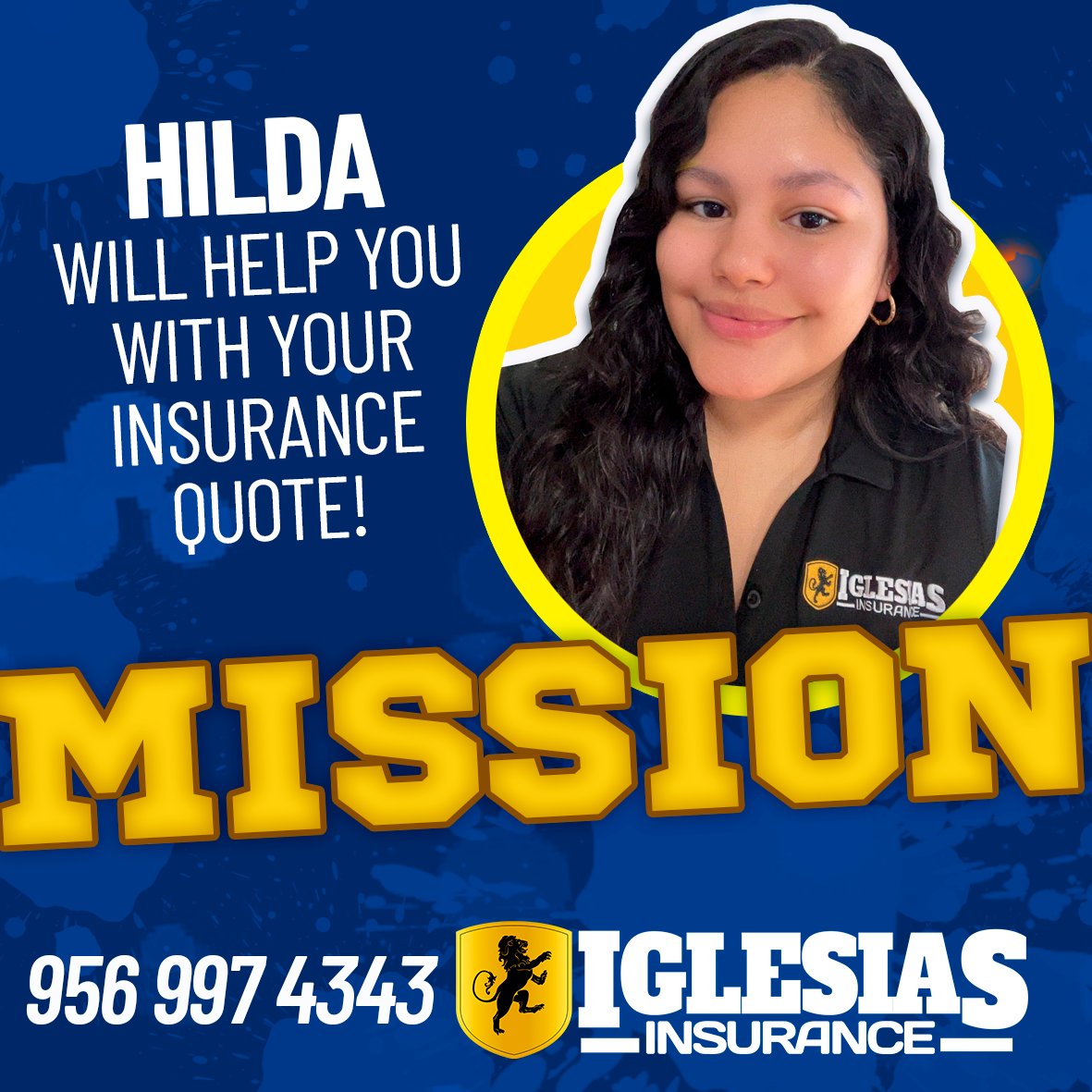 Attention #missiontx #mission  
Hilda will help you with your insurance quote guaranteed!
☎️ (956) 997-4343
#segurodecarro #segurodevida #segurocomercial #segurodeauto #insurance #carinsurance #autoinsurance #hablamostuidioma #iglesiasinsurance #texas #quote #life #seguros