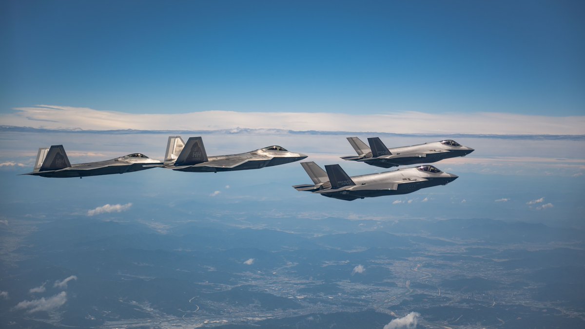 5th Gen fighters took to the skies for integrated training, w/US F-22s & ROK F-35As engaging in air combat maneuvering. This training is a critical part of the combined efforts to maintain combat airpower & be prepared to deter, defend, & defeat any attack to the ROK/US Alliance.