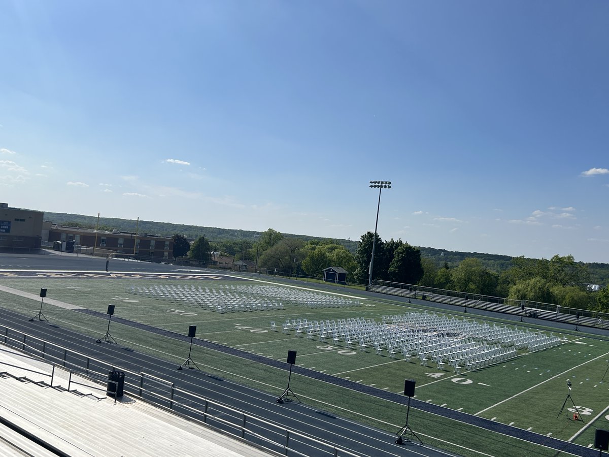 It's calm now, but by 7 p.m., this place will be full with soon-to-be @Lemont_HS graduates and their families! If you aren't able to join us in person tonight, please click on the following link and watch the ceremony live: youtube.com/channel/UCi5uy… #WeAreLemont