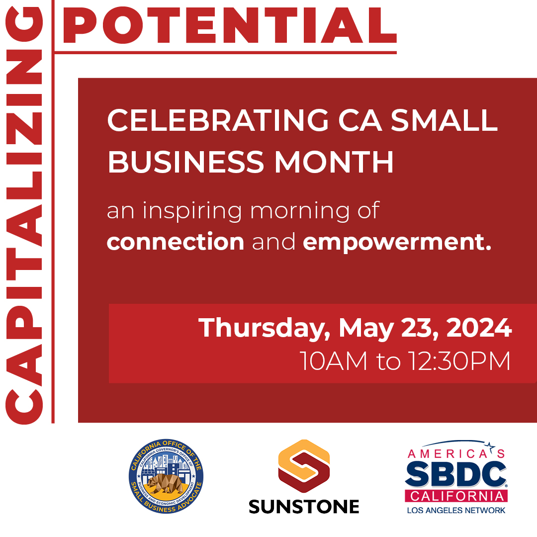 Join us in celebrating Small Business Month! Meet us at the "Capitalizing Potential: Celebrating CA Small Business Month" event on Thursday, May 23rd, and embark on an inspiring morning of connection and empowerment.

RSVP for FREE today: lu.ma/dmt627pc

#CalOSBA #SBDC