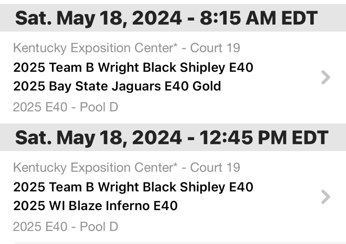 Nice start to the weekend! We won our first pool game 52-48 😅 Here’s tomorrow’s schedule at The Classic in Louisville! Thank you to all the coaches that stopped by to watch our game! @Ohio_Basketball @TBWexposure @KyleShipleyk