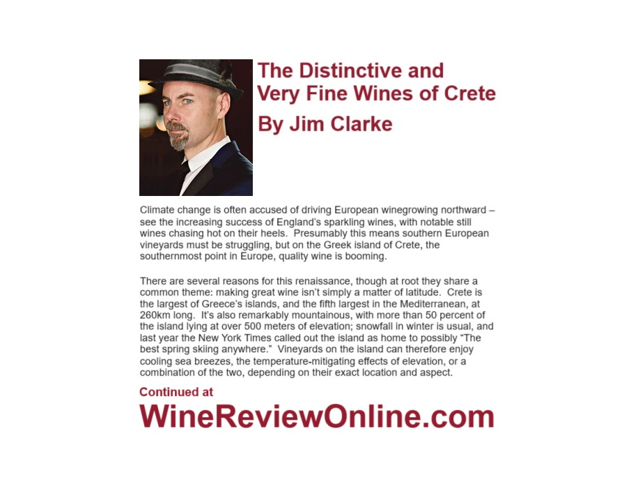 The Distinctive and Very Fine Wines of Crete
By Jim Clarke @JimWineBeer 
WineReviewOnline.com/Jim_Clarke_Fin…
#Wine #Crete #WinesOfCrete #Greece #GreekWines